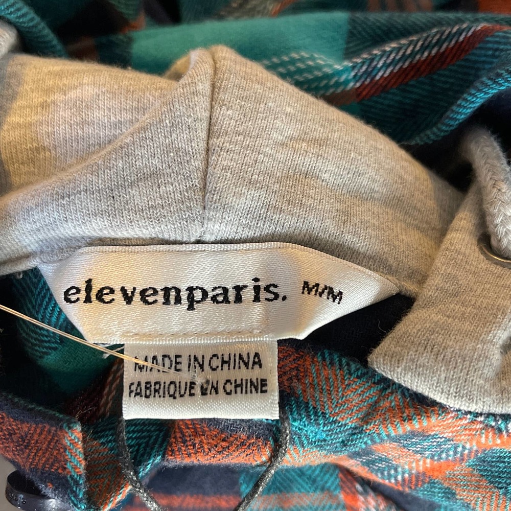 Eleven Paris Blue Columbia Plaid Hooded Shirt Jacket NWT Mens Size Medium - Picture 7 of 8